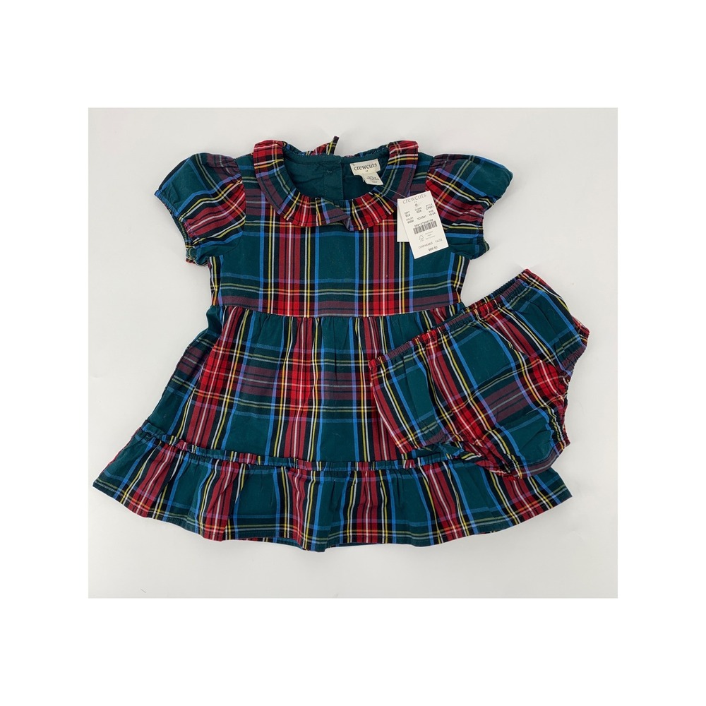 J Crew Dress Girls 18-24 Months Red Green Plaid Dress Set Holiday Christmas NEW